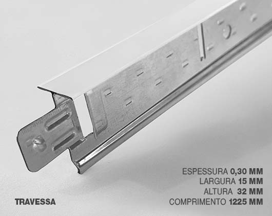 perfil t clicado para forro - travessa grande tf15 branca