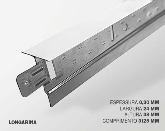 perfil t clicado para forro - perfil clicado principal t 24 mm (perfil tf38)
