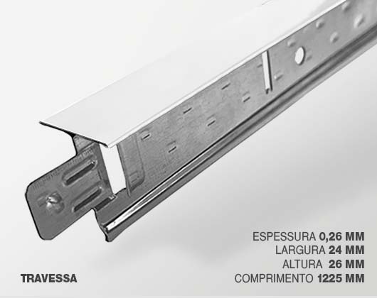 perfil t clicado para forro - travessa grande perfil tf38 (perfil T24) branca