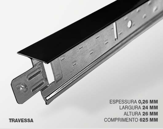 perfil t clicado para forro - travessa pequena perfil tf38 (perfil T24) preta