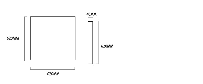 desenho técnico da luminária led quadrada