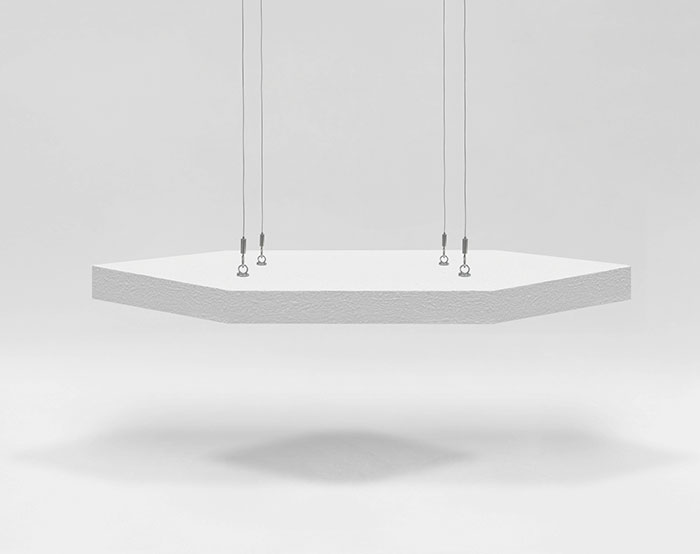 forro de la de vidro para teto - nuvem acústica hexagonal