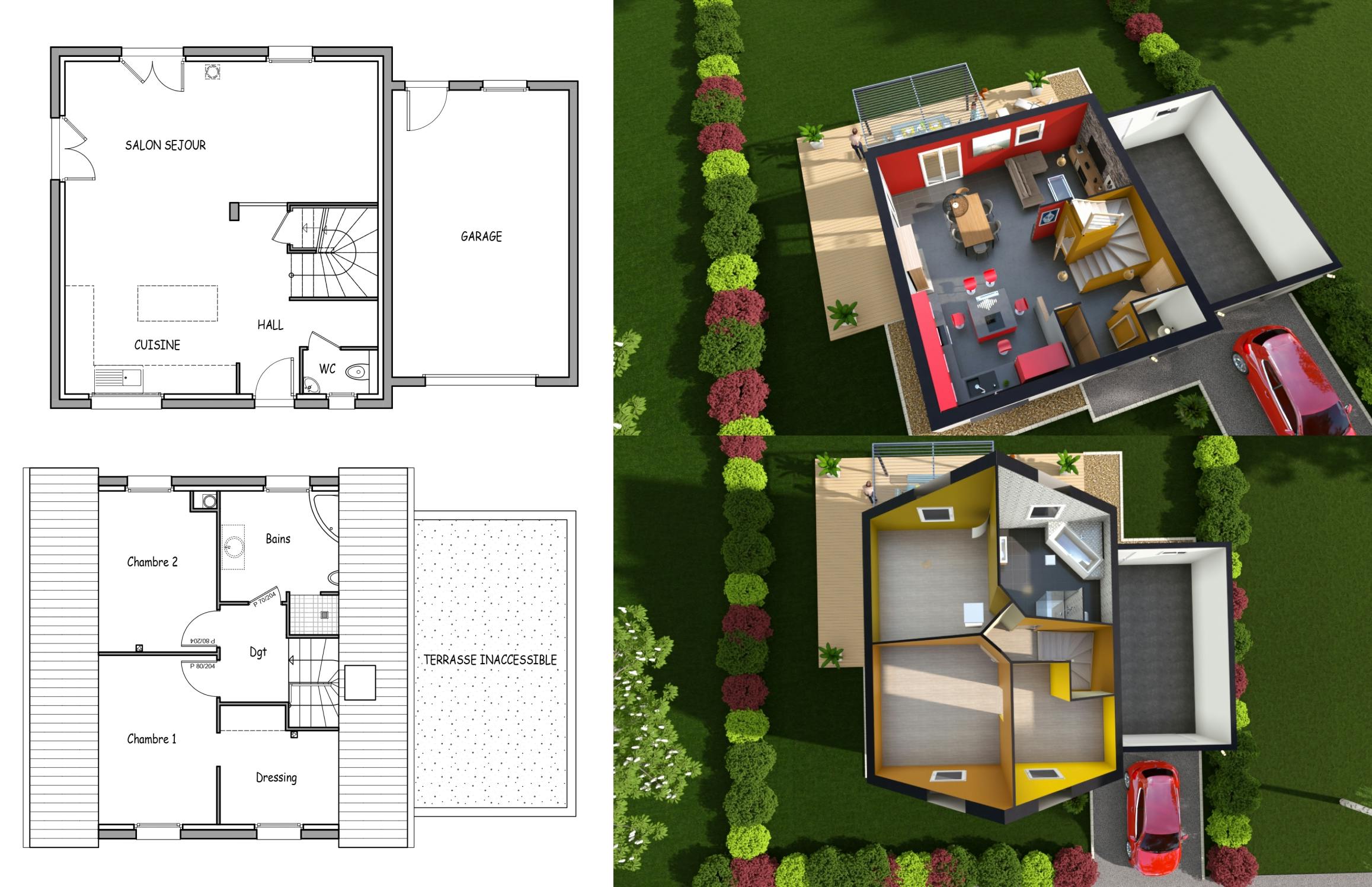 plans et coupe 3D interieur