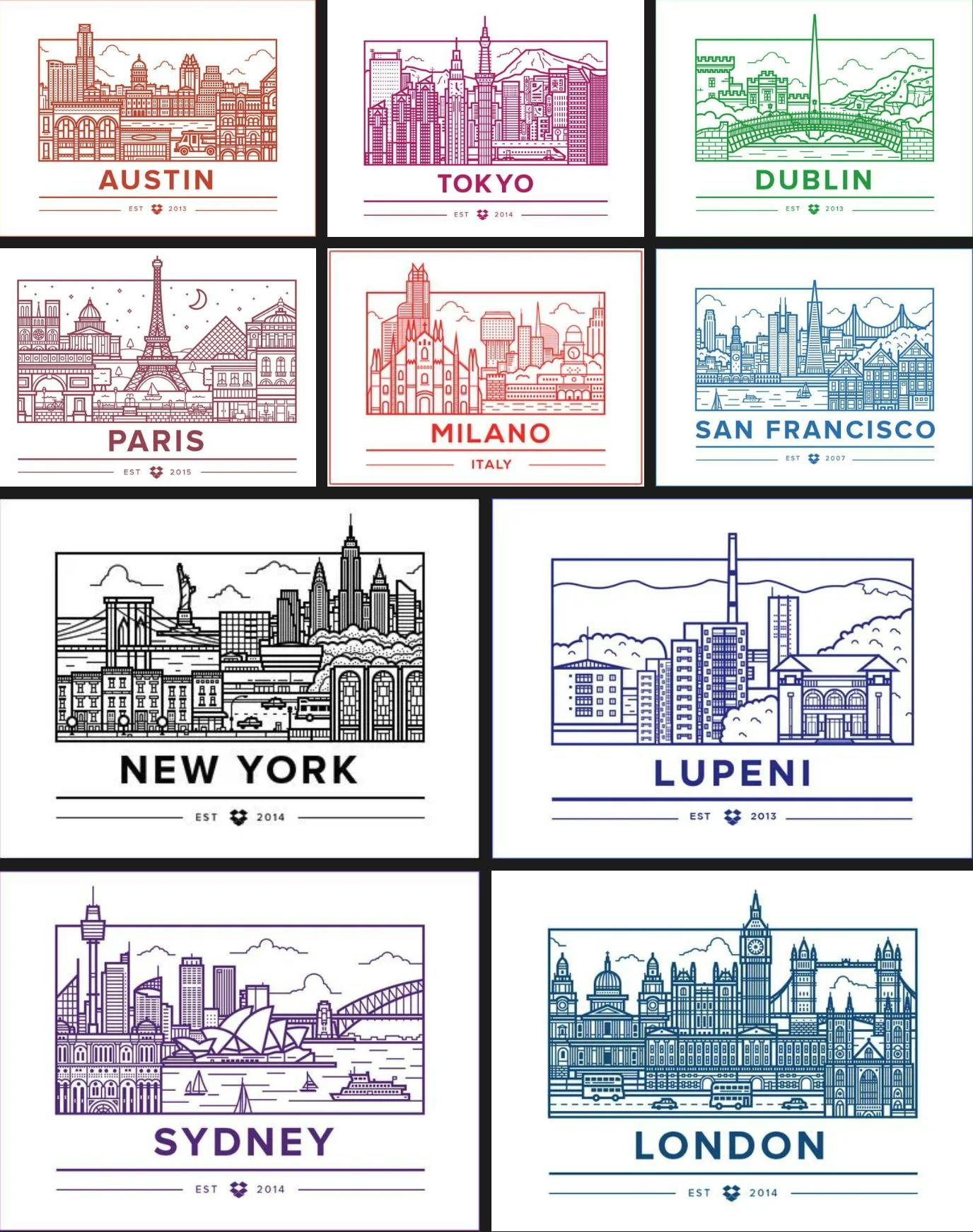 Line Cities Series for Dropbox Office from Ryan Putnam