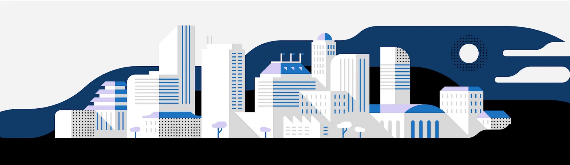 Uber's flat city graphic for website's footer since 2016