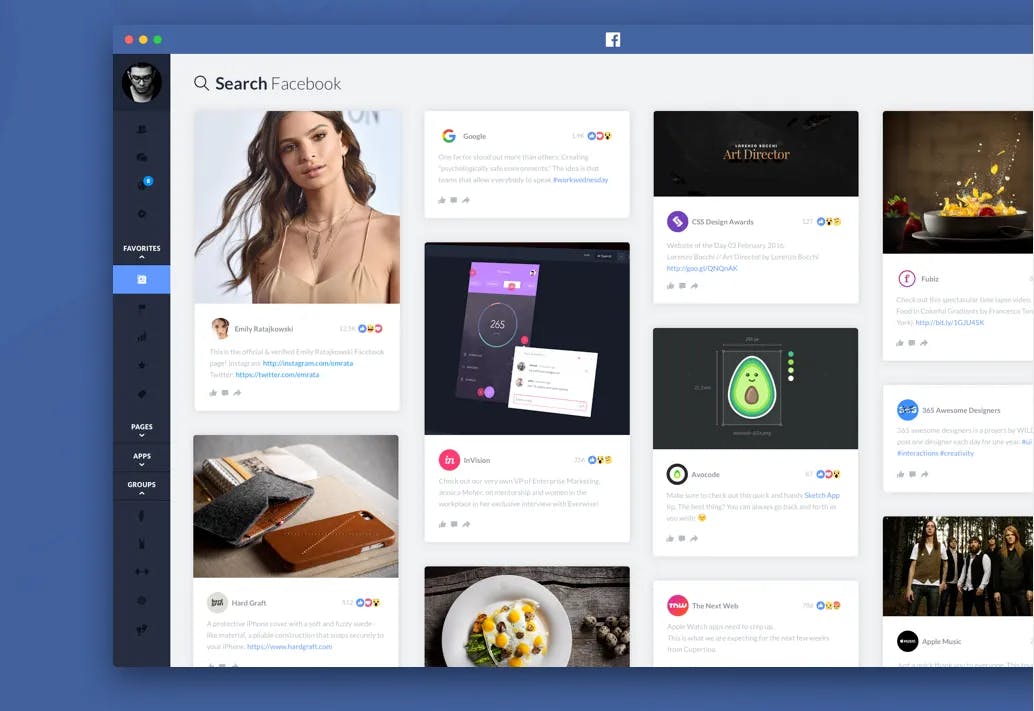 Facebook redesign by Lorenzo Bocchi