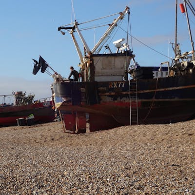 The fishing boats of Hastings - largest beach-launched fishing fleet in Europe