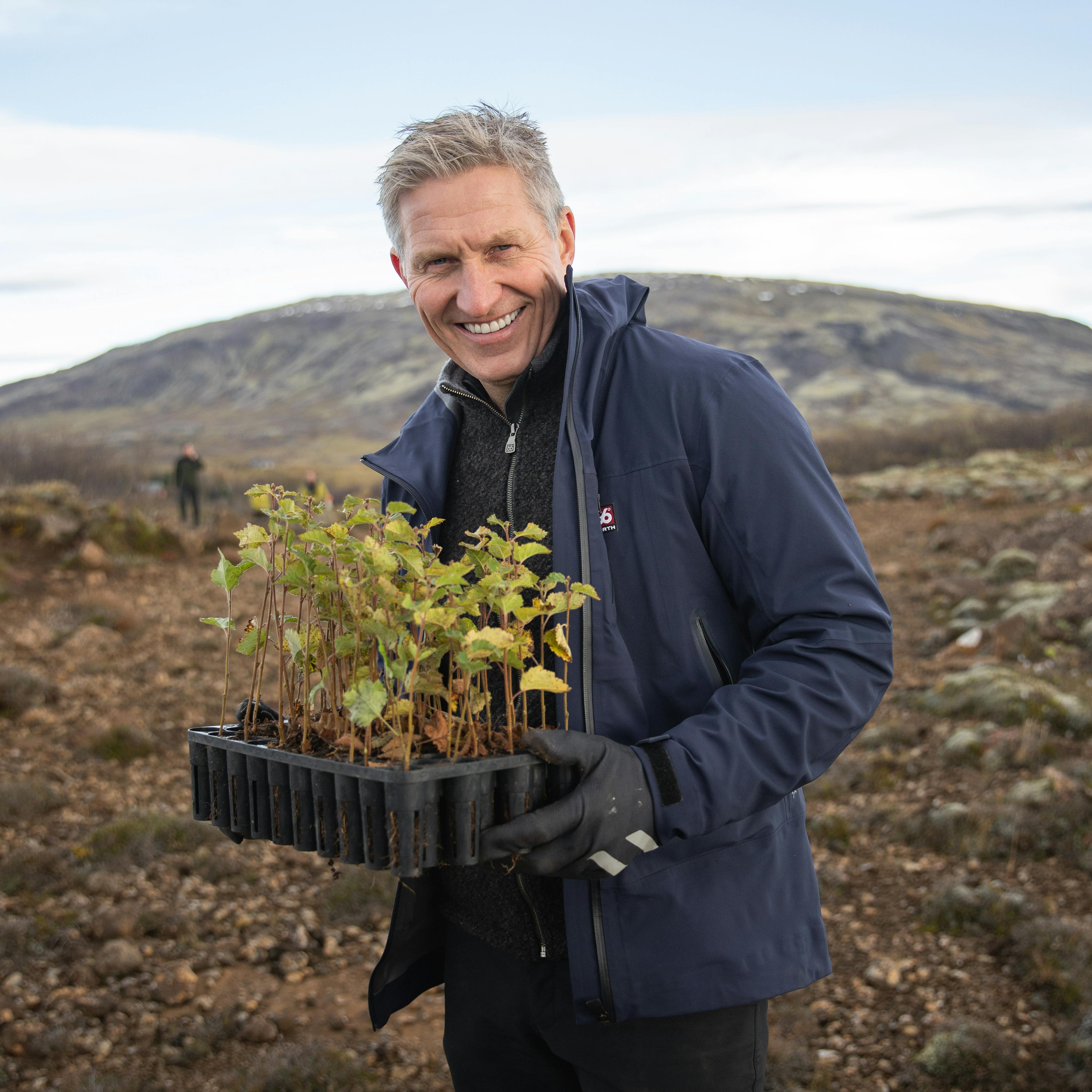 Helgi Rúnar Óskarsson, CEO of 66°North, at the 66°North forestry in October 2021