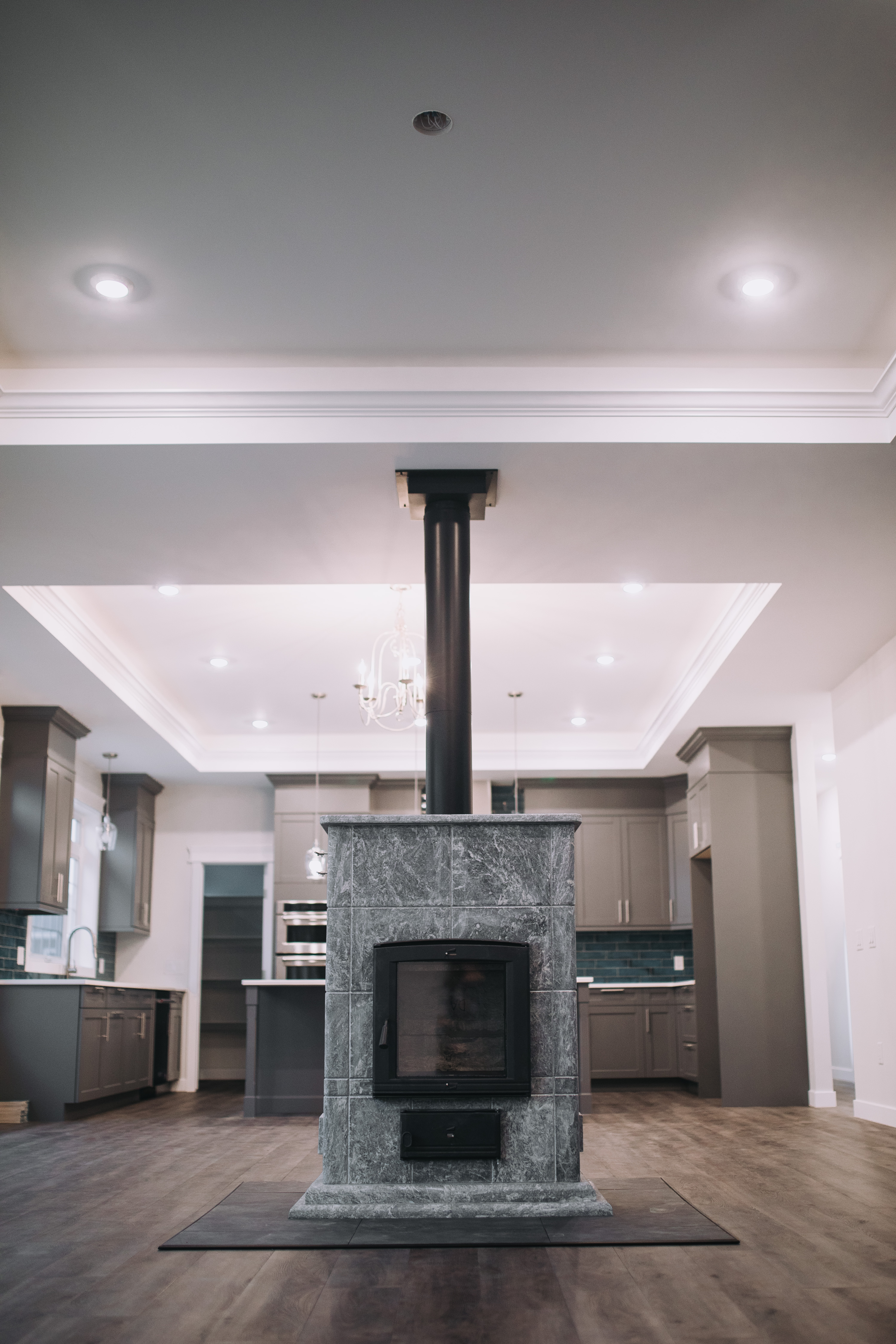 custom home builder wood stove