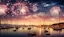 Feux d'artifice du nouvel an sur la mer
