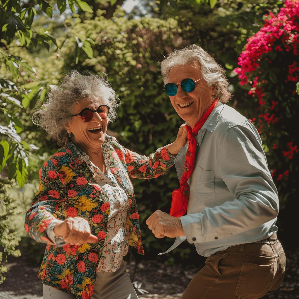 Couple de seniors dansant