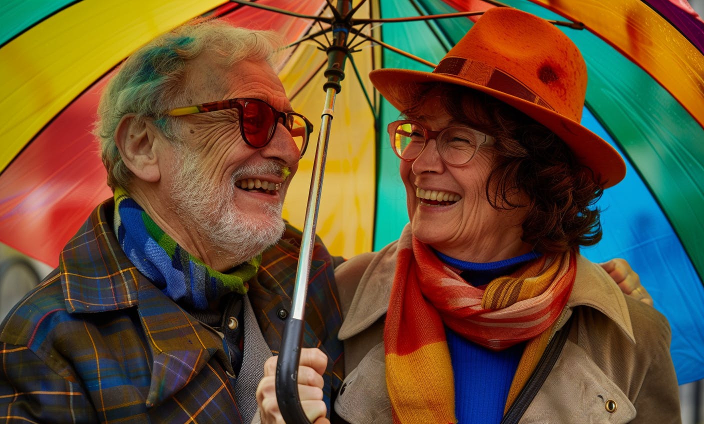 couple heureux sous un parapluie