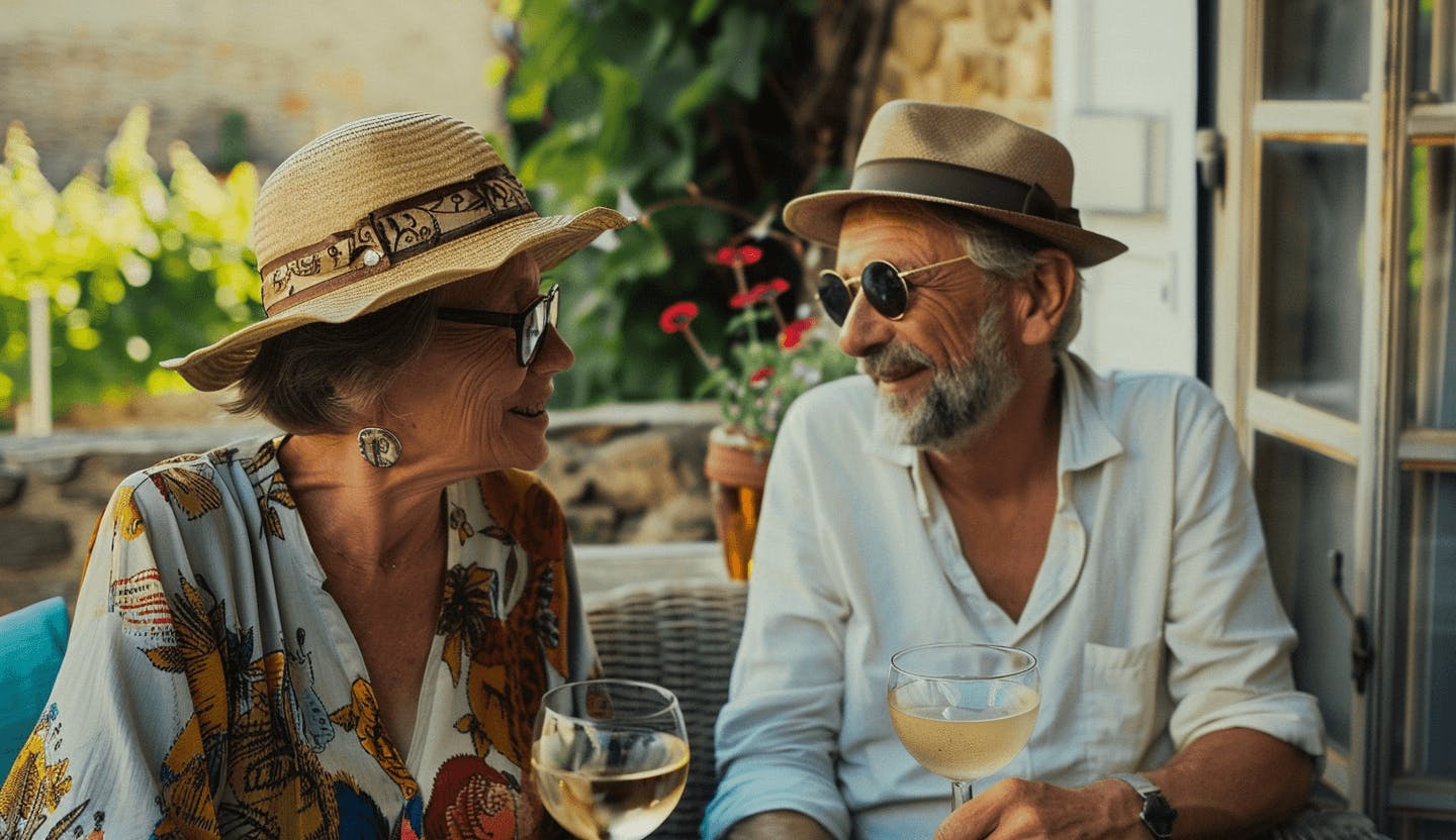 Couple à la retraite partageant un apéritif