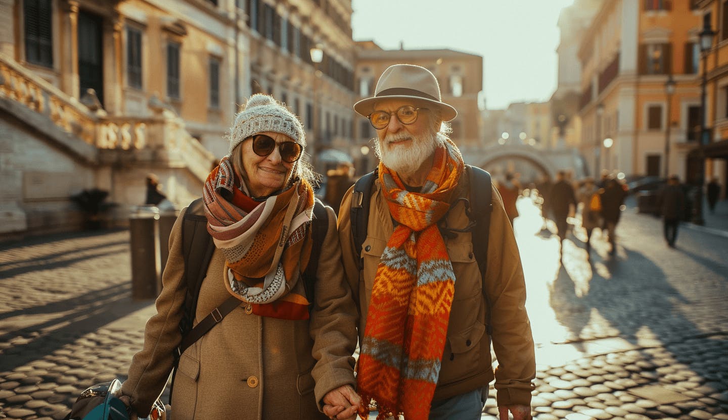Couple de retraités en voyage
