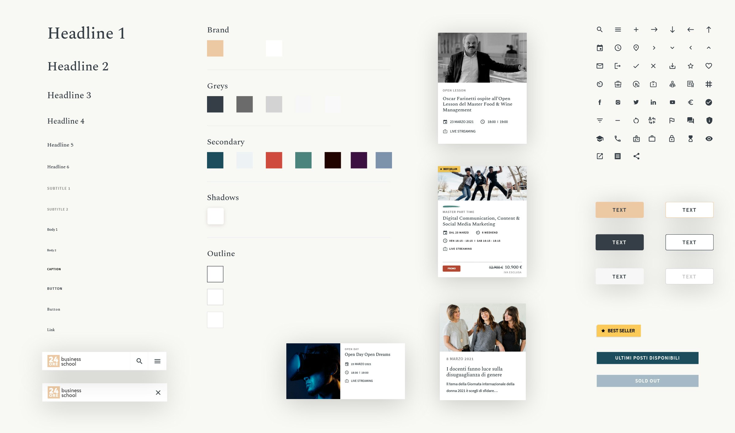 Selection of UI components implemented in the design library