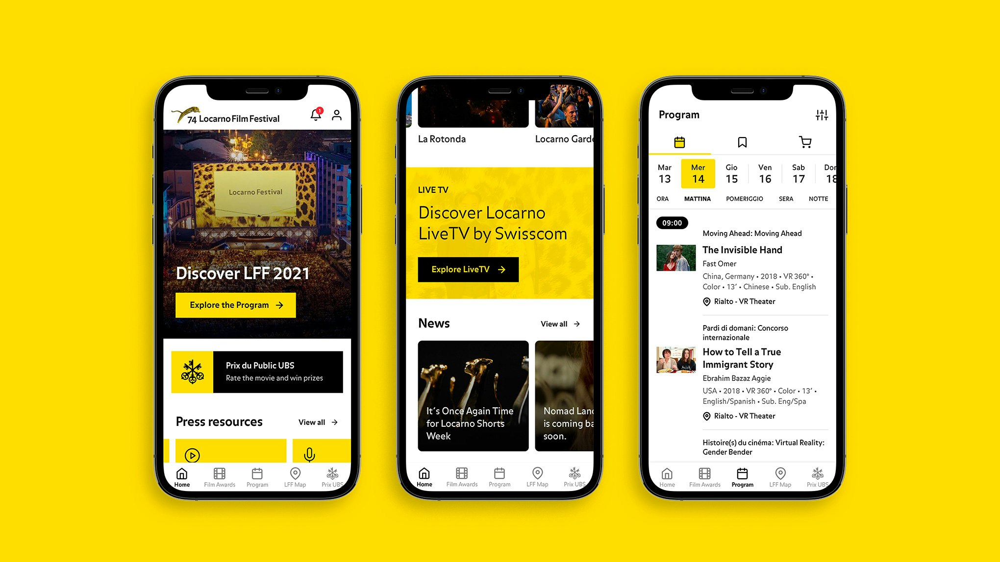 Representation of the Locarno Film Festival app