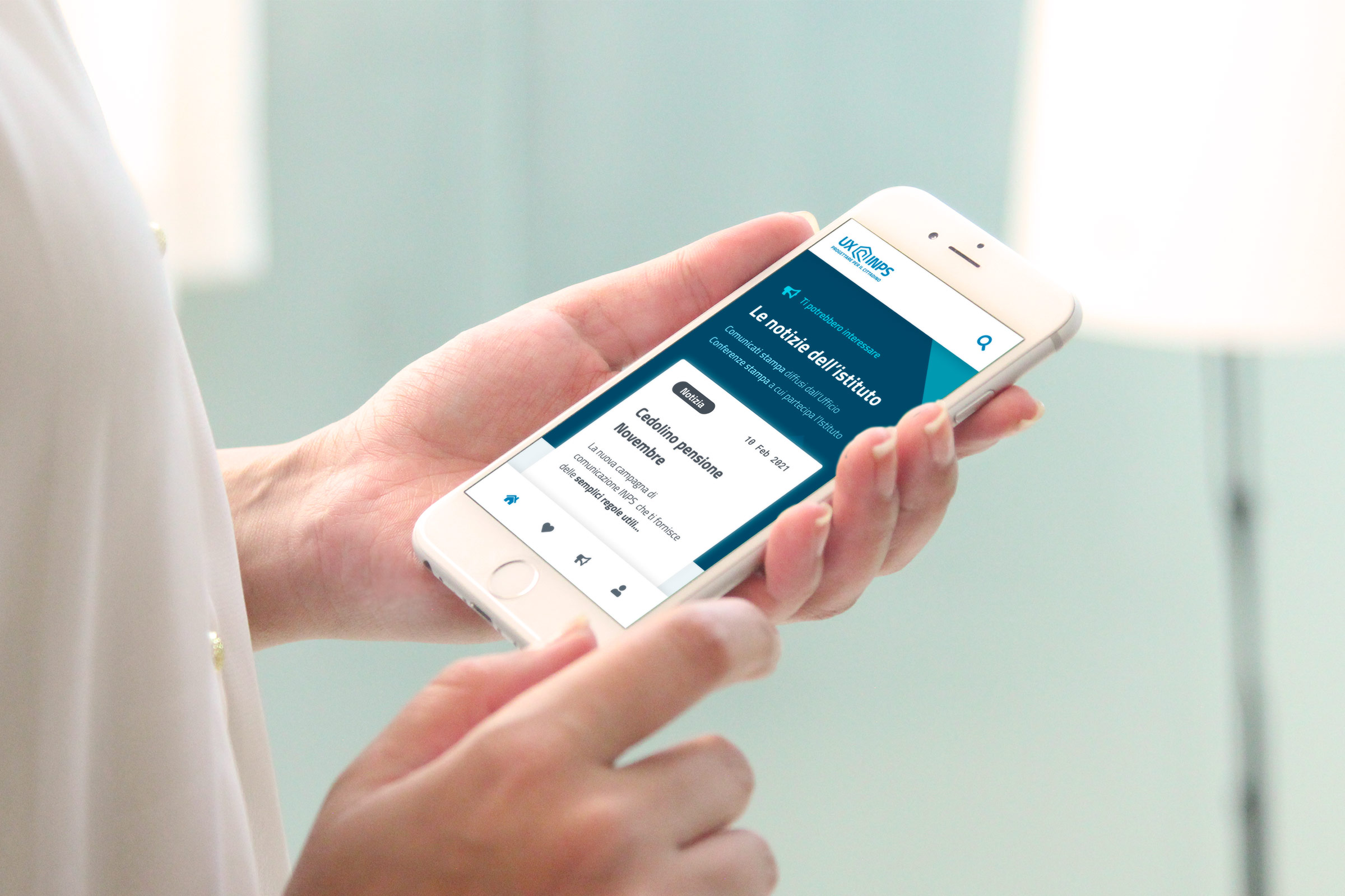Vista di una pagina interna di Sirio, design system di INPS, in uno smartphone