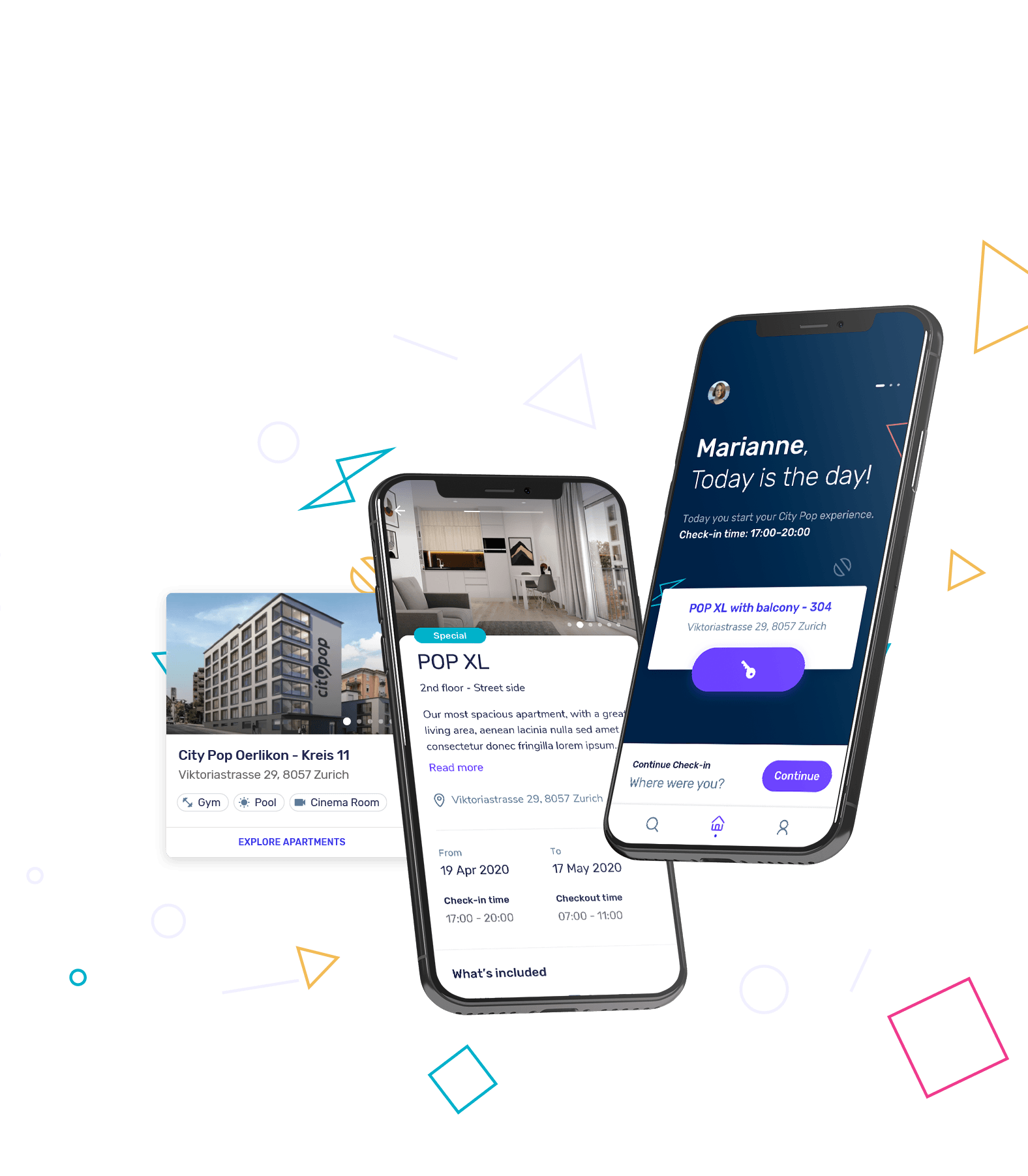 City Pop app interface on smartphones