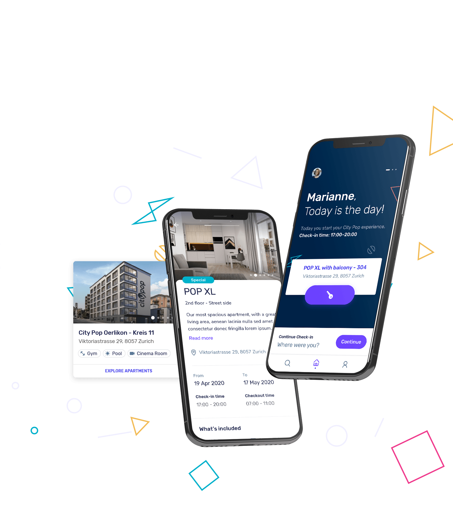 City Pop app interface on smartphones