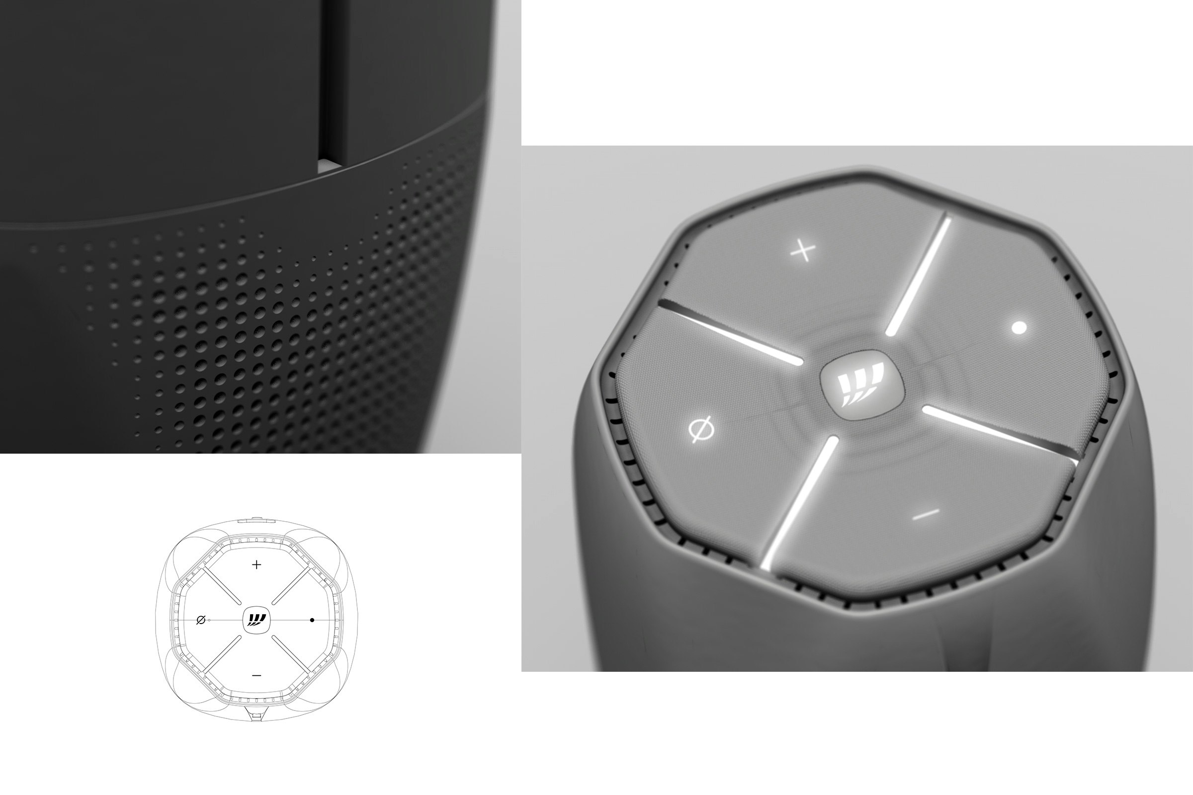Product concept of the NeXXt Internet Box, detail view of interaction elements
