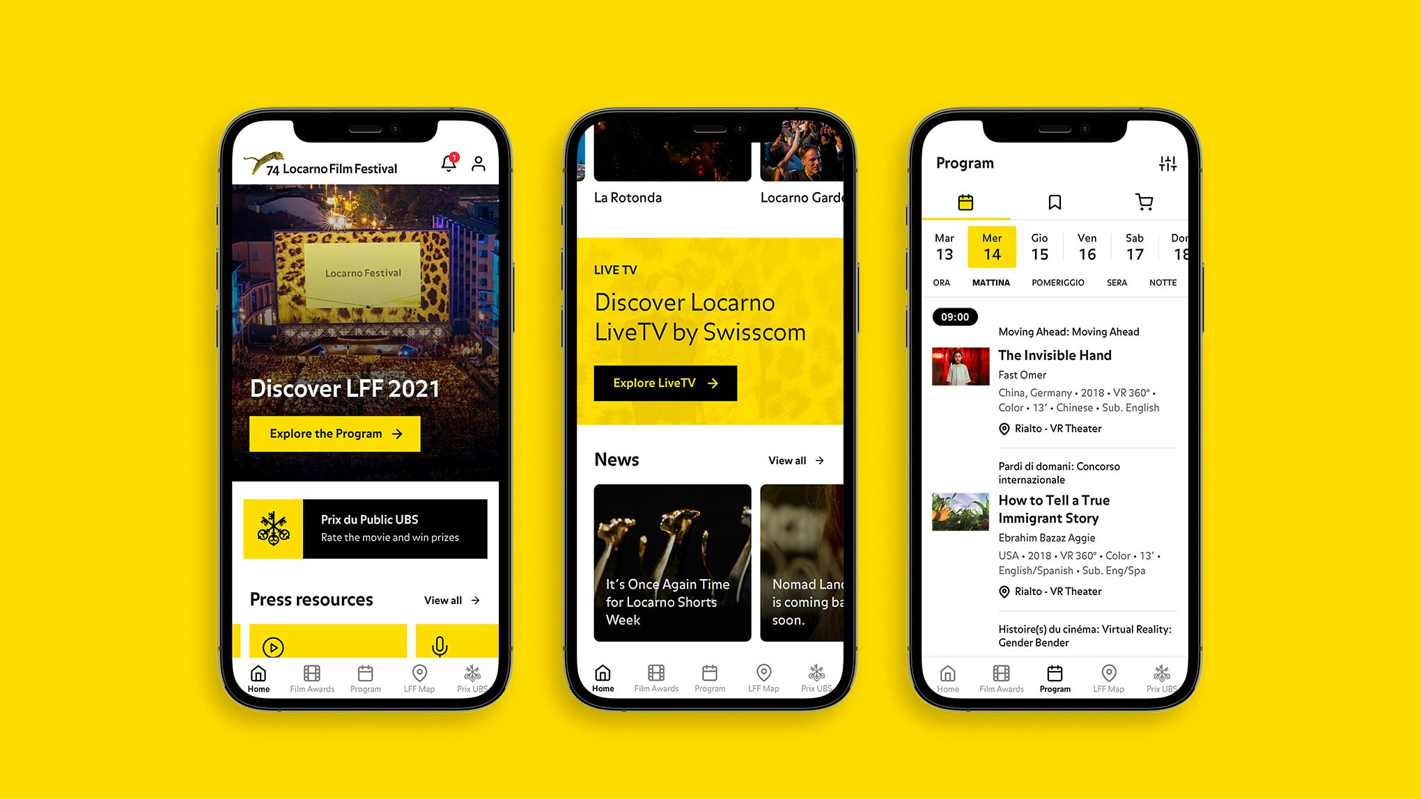 Rappresentazione dell’app di Locarno Film Festival