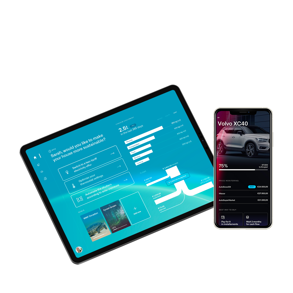 Bank of the future interface on tablets and smartphones