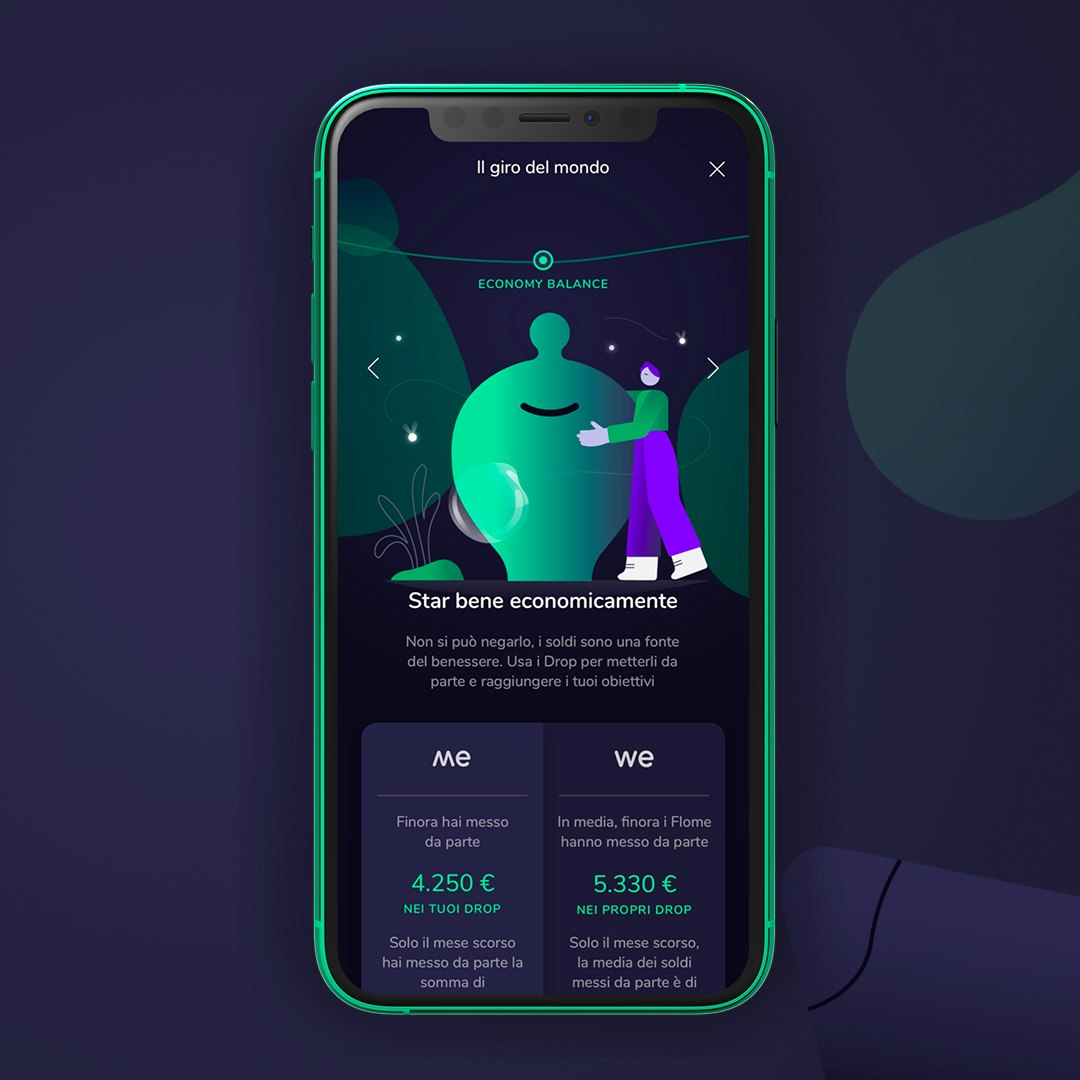 Visualisation of savings portfolio in app to reach a personal goal