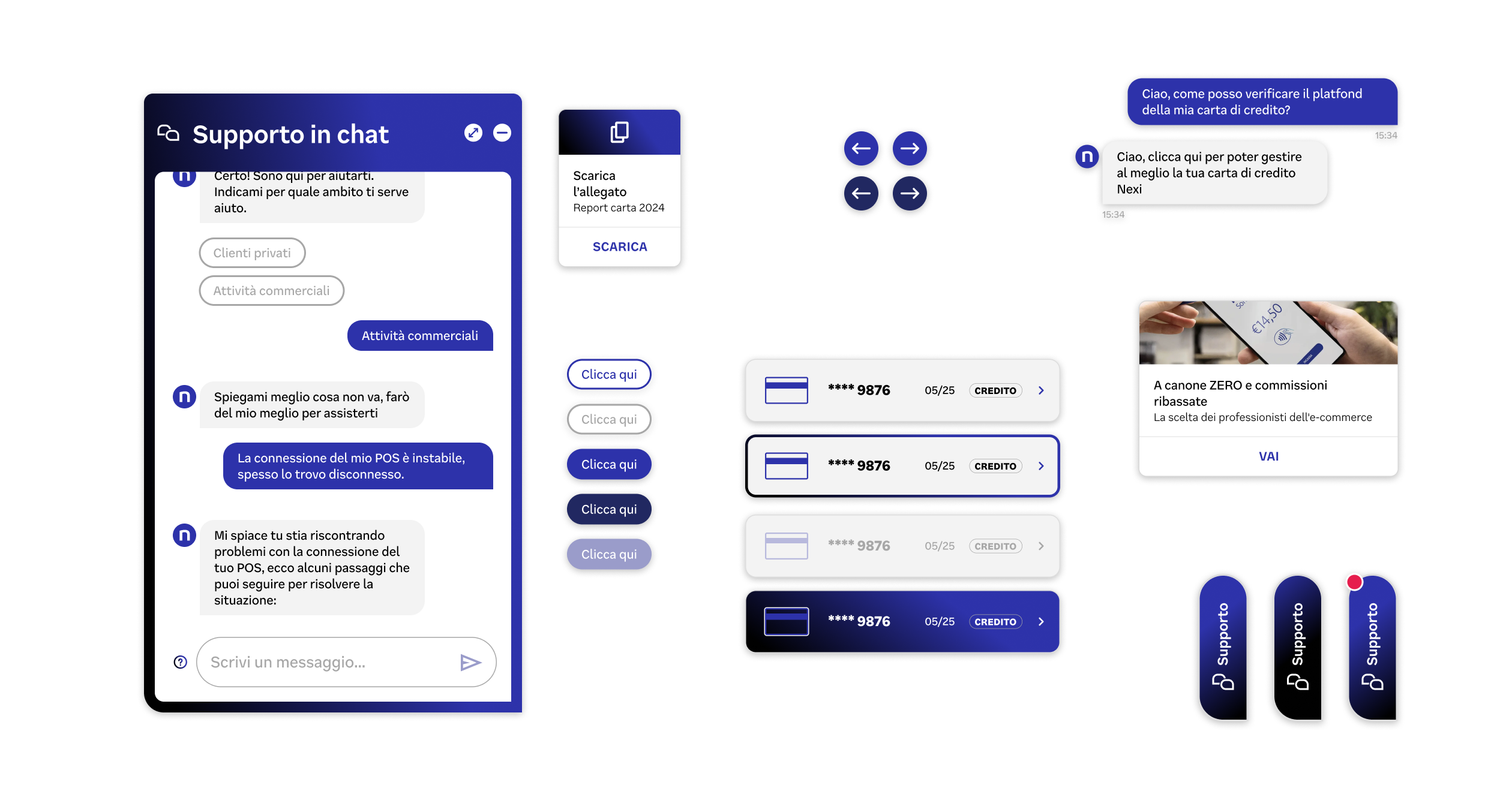 Composition of various Nexi Chatbot UI elements.