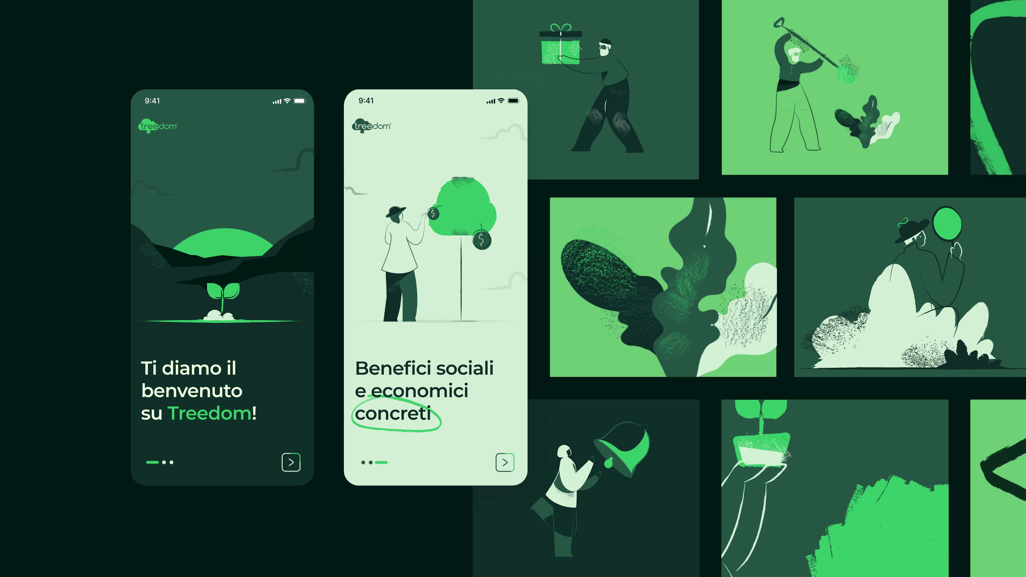 illustrations of the treedom app