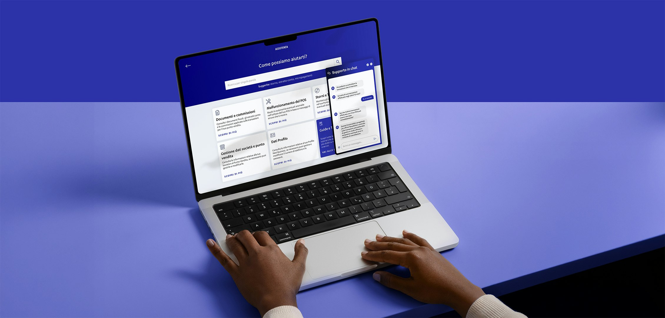 Nexi virtual assistant demonstration on a laptop.