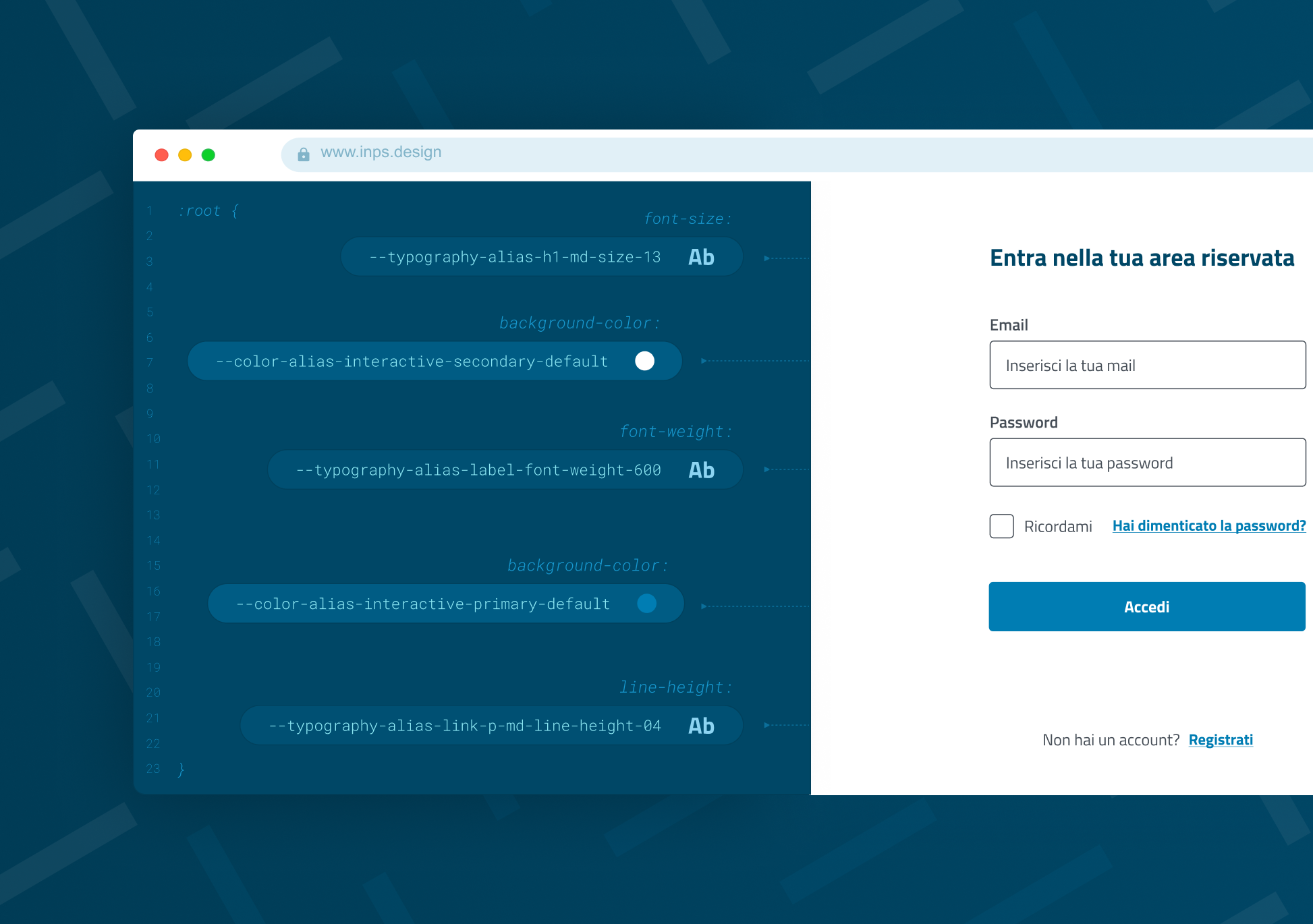 Dettaglio in grafica di alcune specifiche tipografiche per il web di Sirio, Design System di INPS