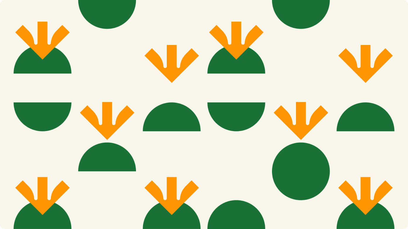 Sketchin Services, Brand experience and identity - Planter logotype, viewed as green circles and semi-circles with orange arrow shapes on a light background.