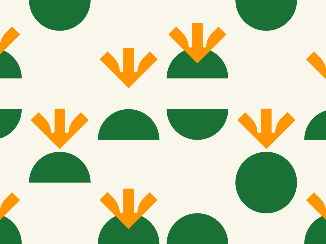 Sketchin Services, Brand experience and identity - Planter logotype, viewed as green circles and semi-circles with orange arrow shapes on a light background.