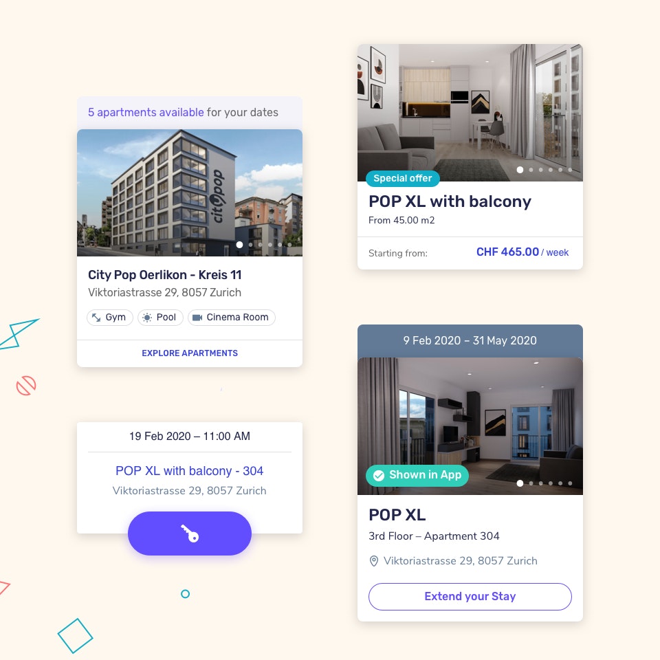 Selecting interface components of the City Pop app