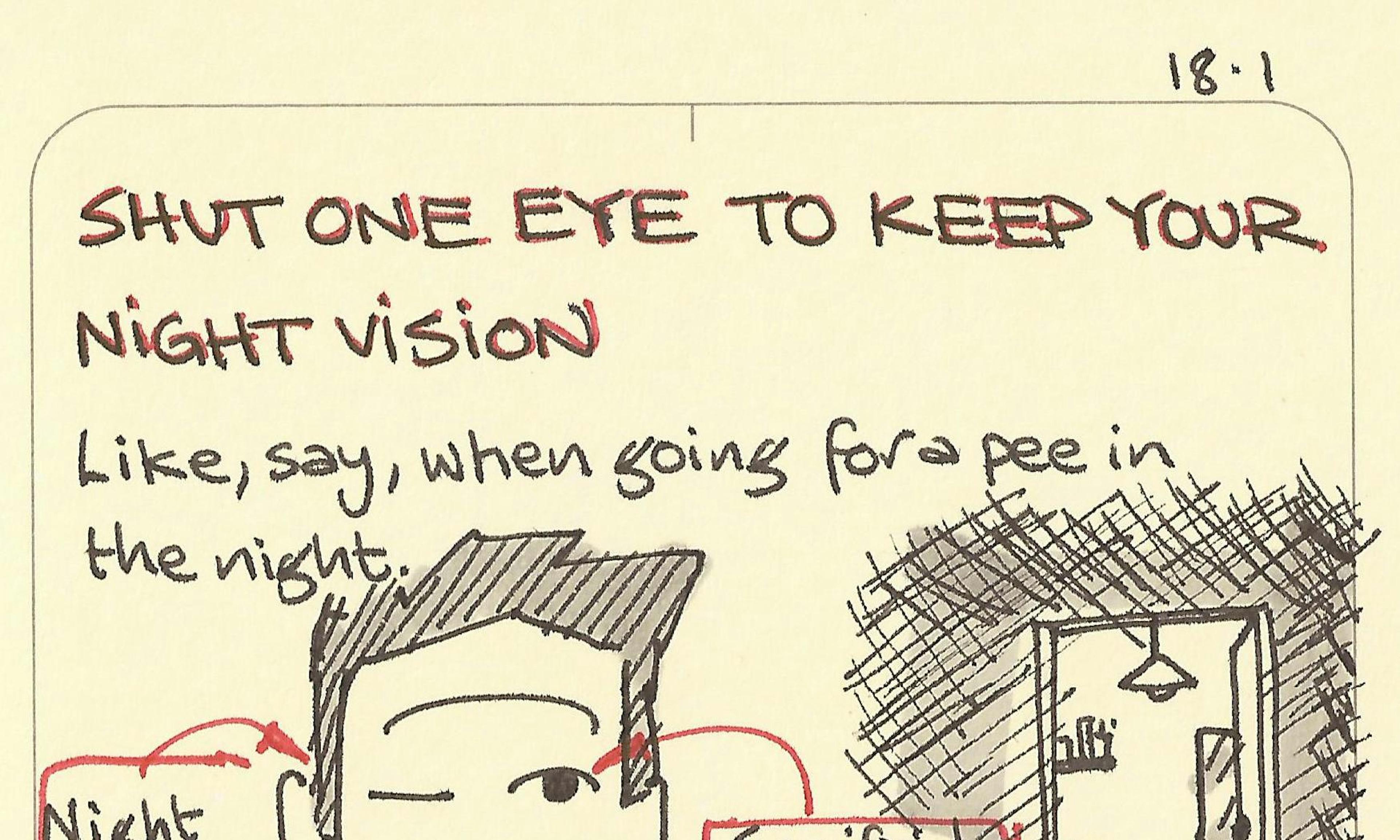 Shut one eye to keep your night vision illustration