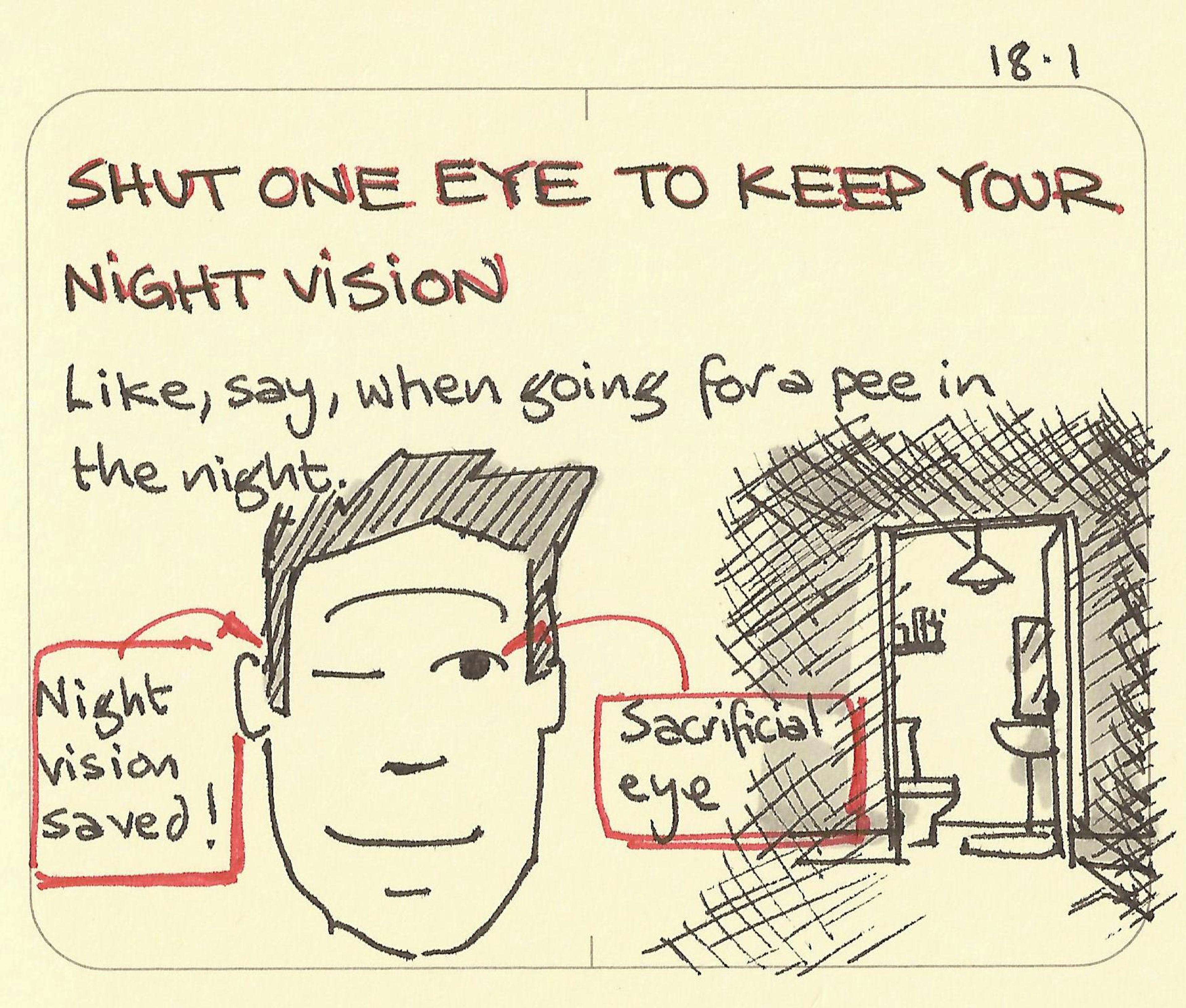 Shut one eye to keep your night vision illustration