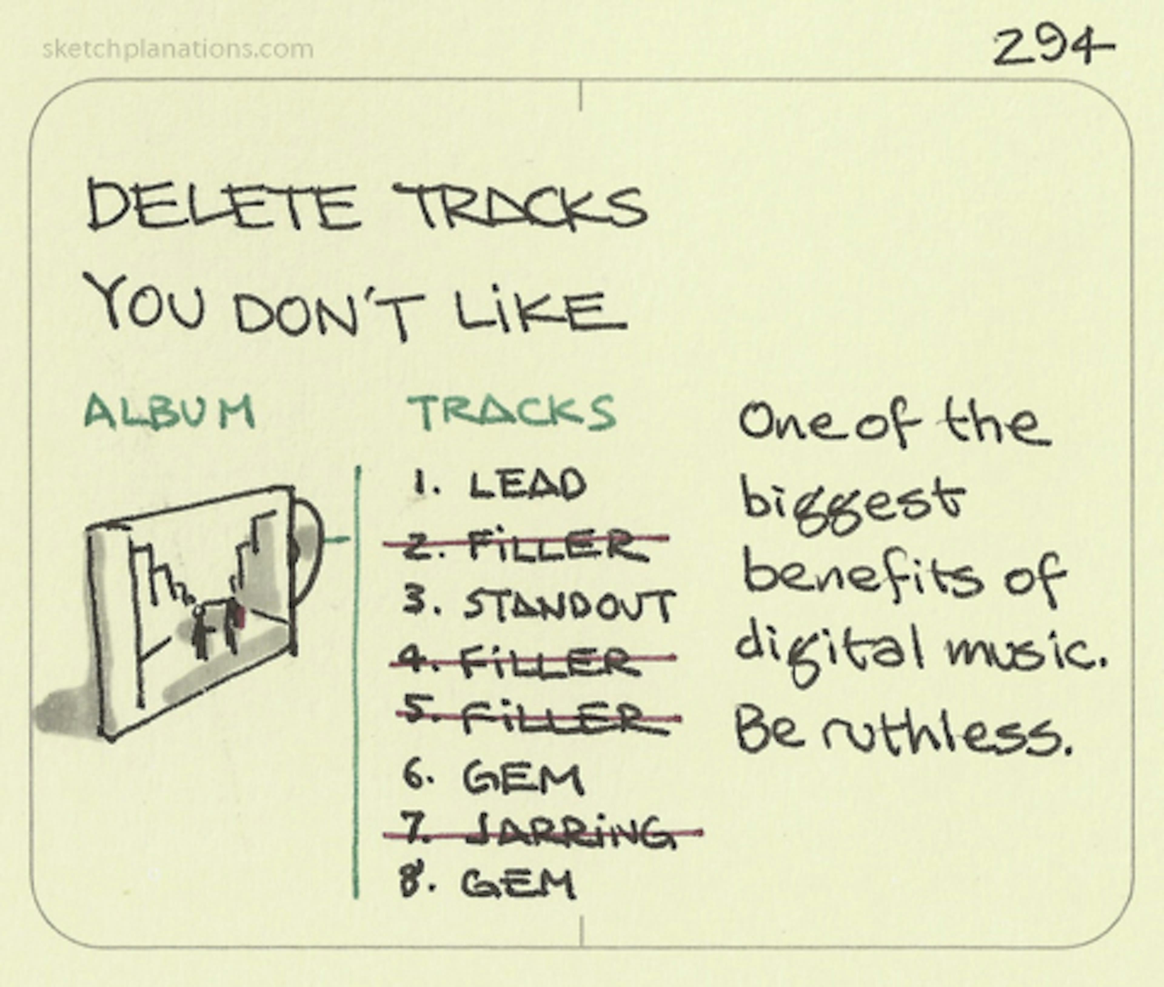 Delete tracks you don’t like - Sketchplanations