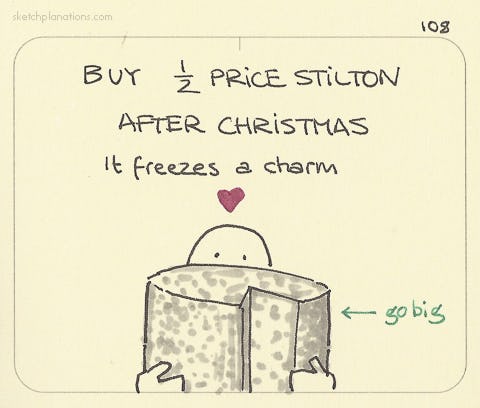 Buy half-price stilton after Christmas - Sketchplanations