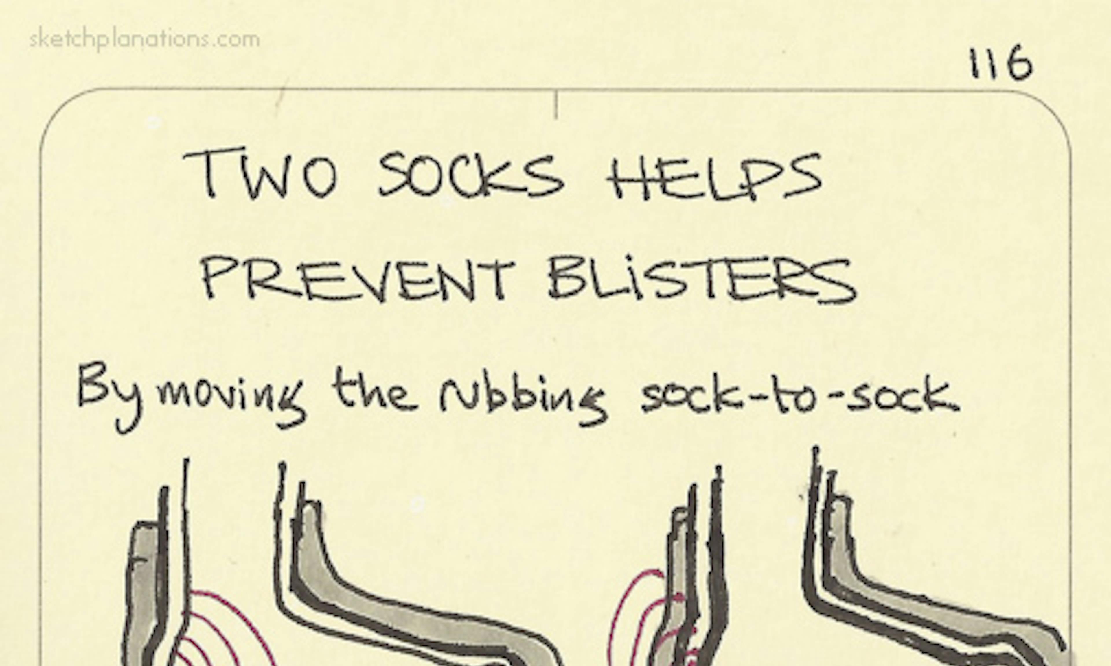 Two socks helps prevent blisters
