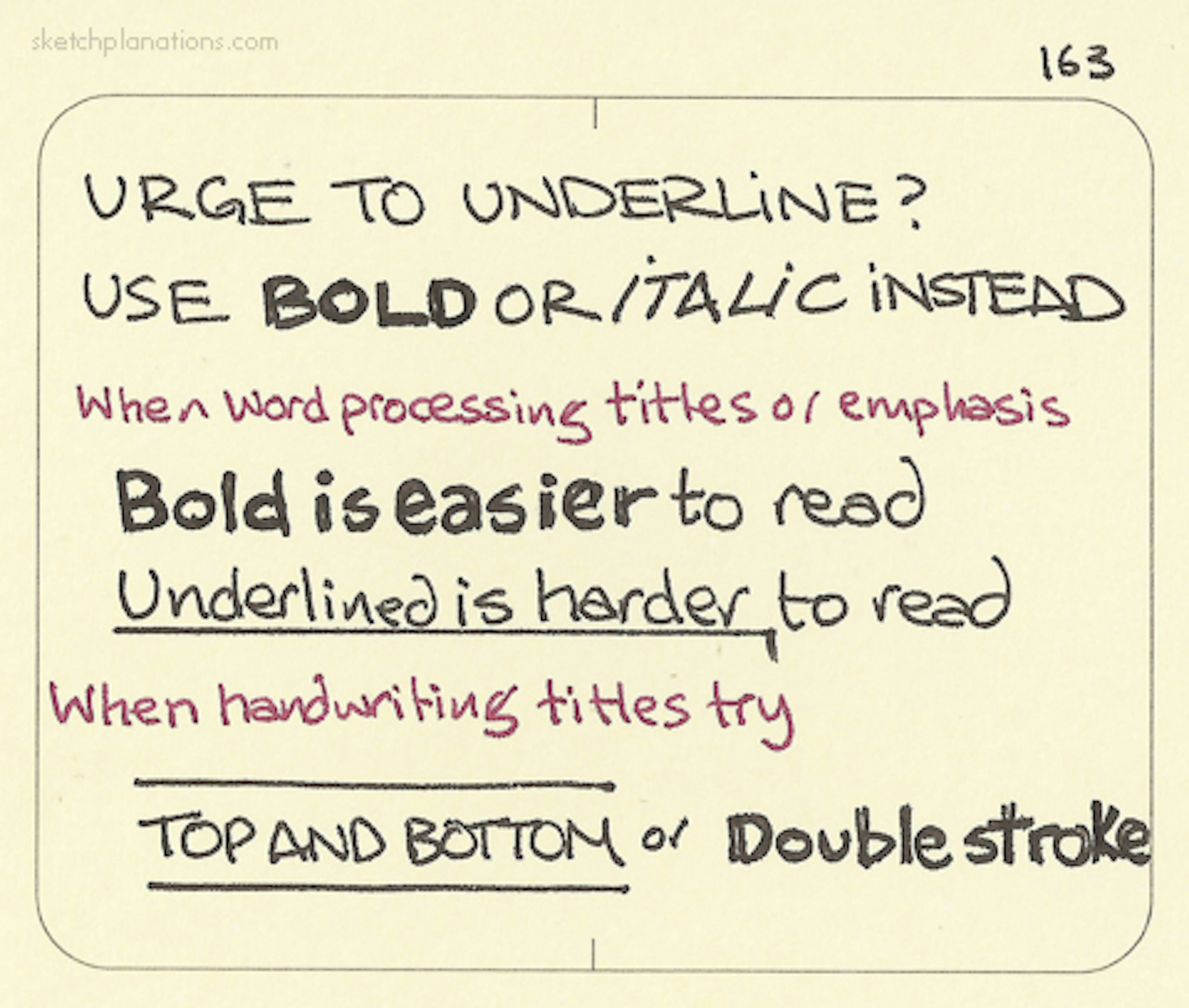 Urge to underline? Use bold or italic instead - Sketchplanations