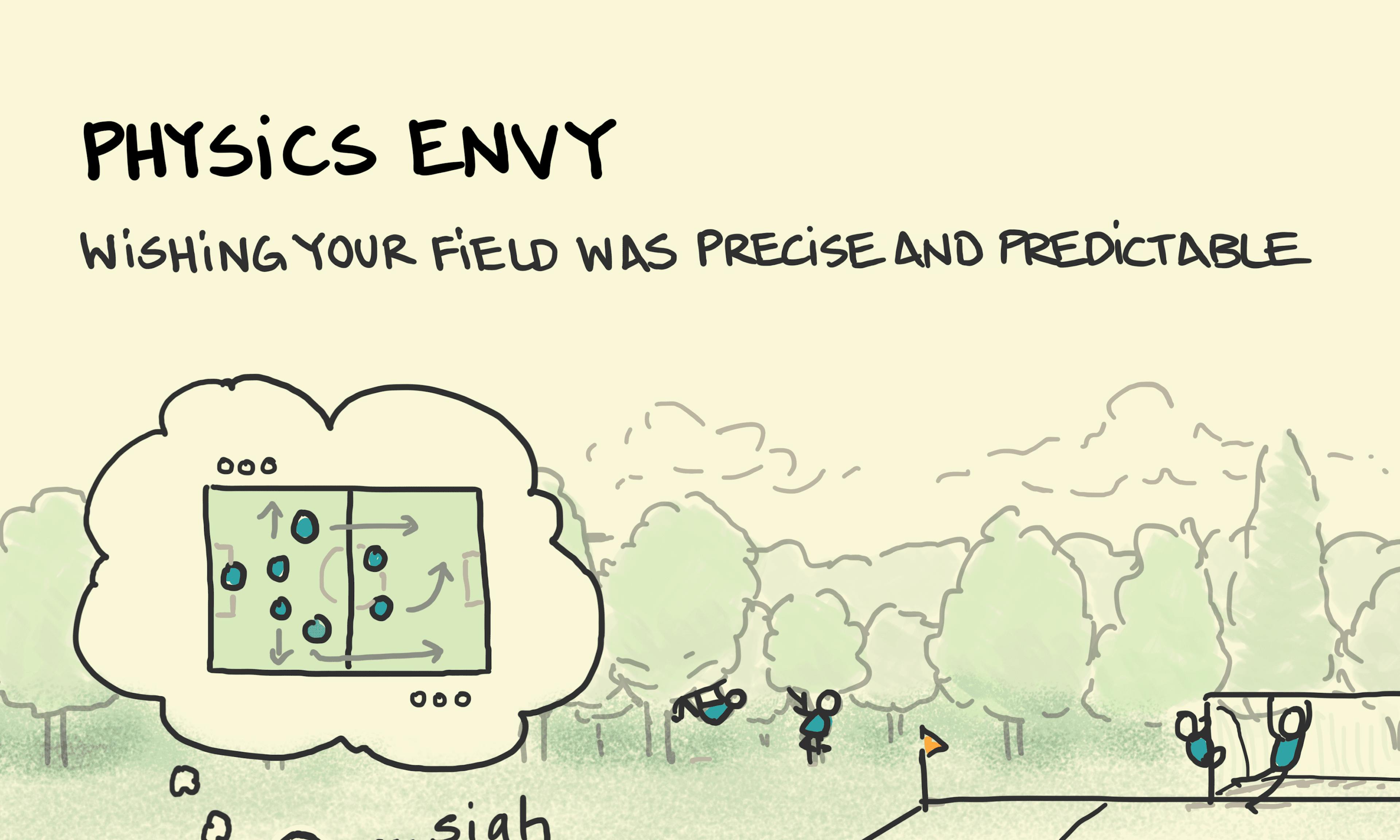 Physics envy: a football coach looks on exasperated as none of his young team play according to the plan