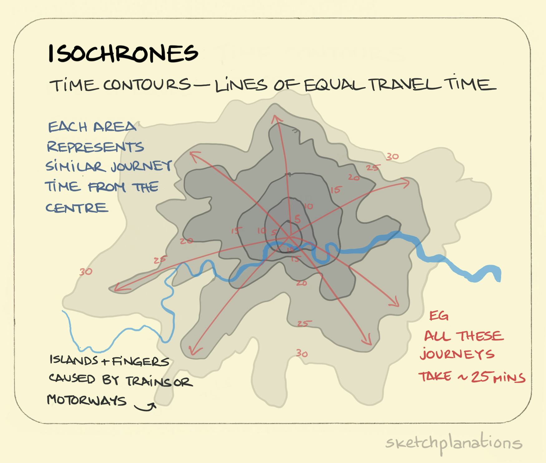 Isochrones - Sketchplanations