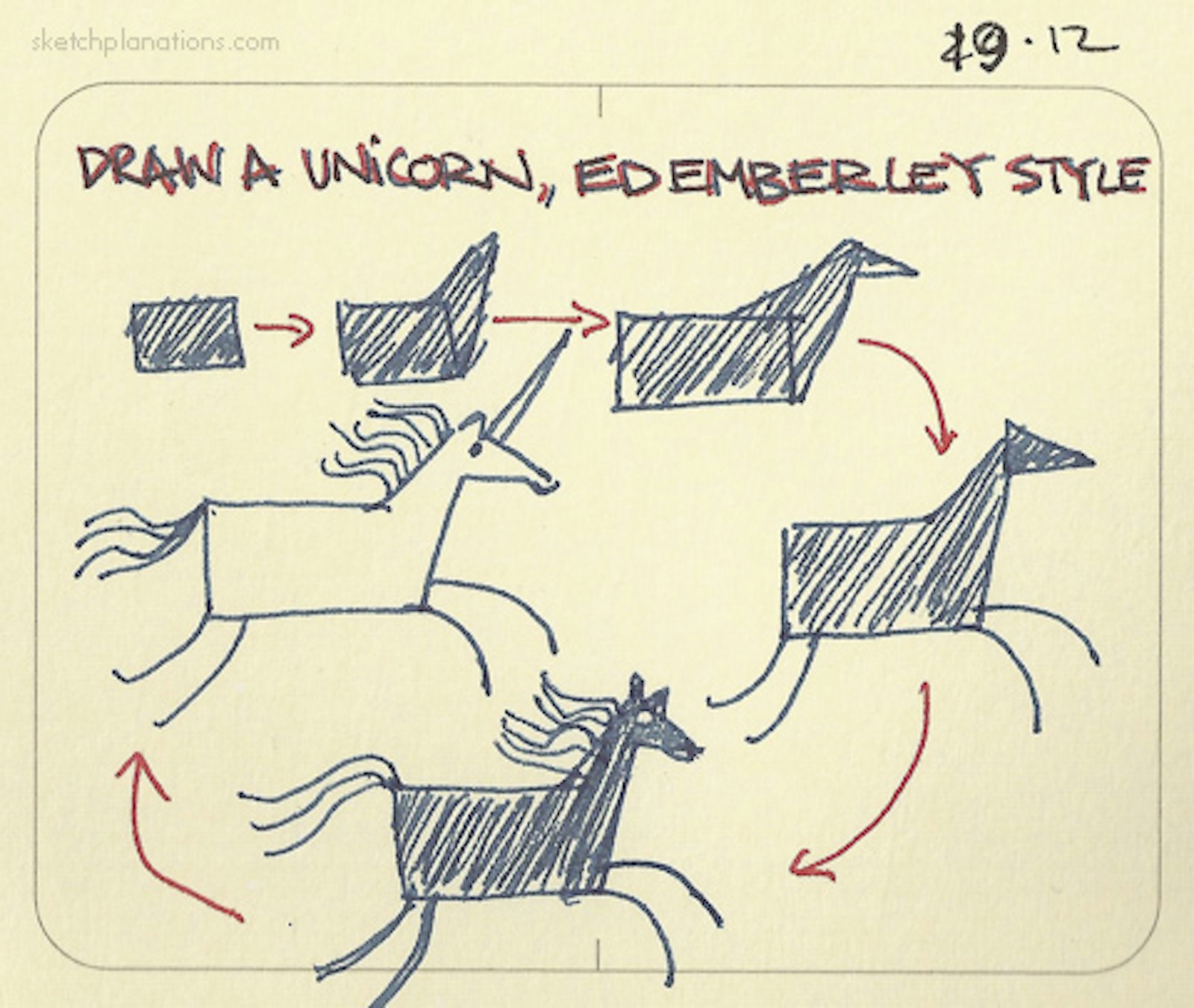 Draw a unicorn, Ed Emberley style - Sketchplanations Draw a unicorn, Ed Emberley style - Sketchplanations