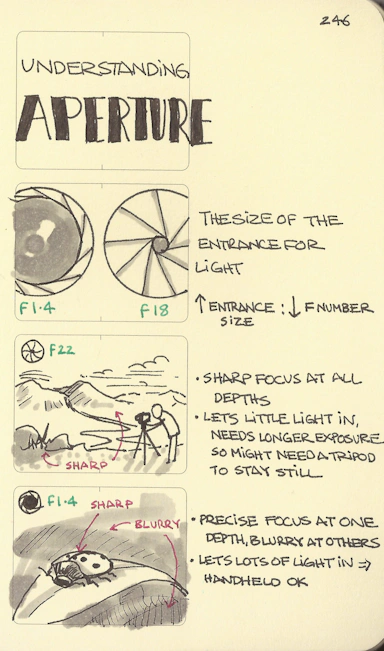 Cartoon Explaining Aperture Understanding aperture - Sketchplanations