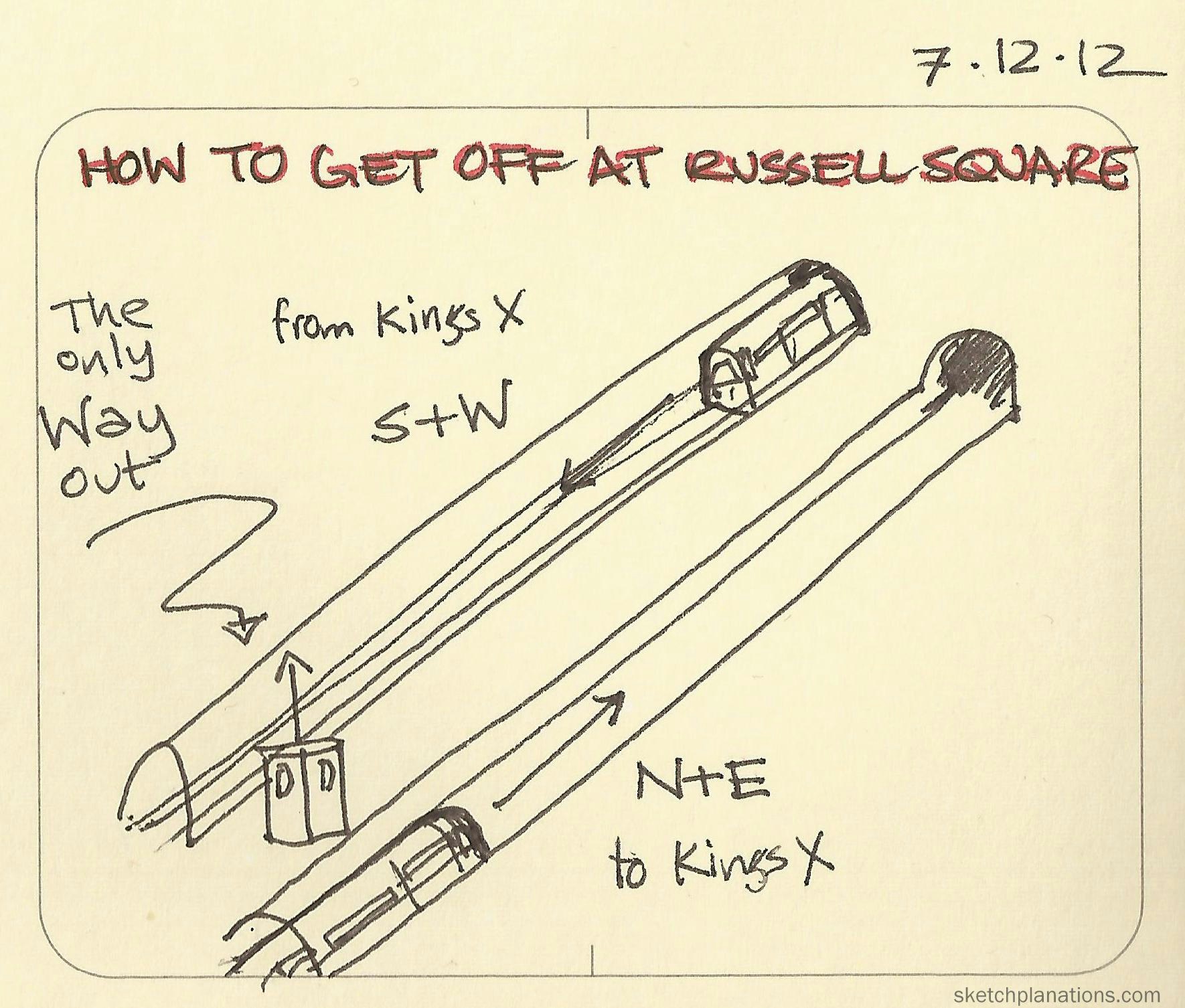 How to get off at Russell Square - Sketchplanations