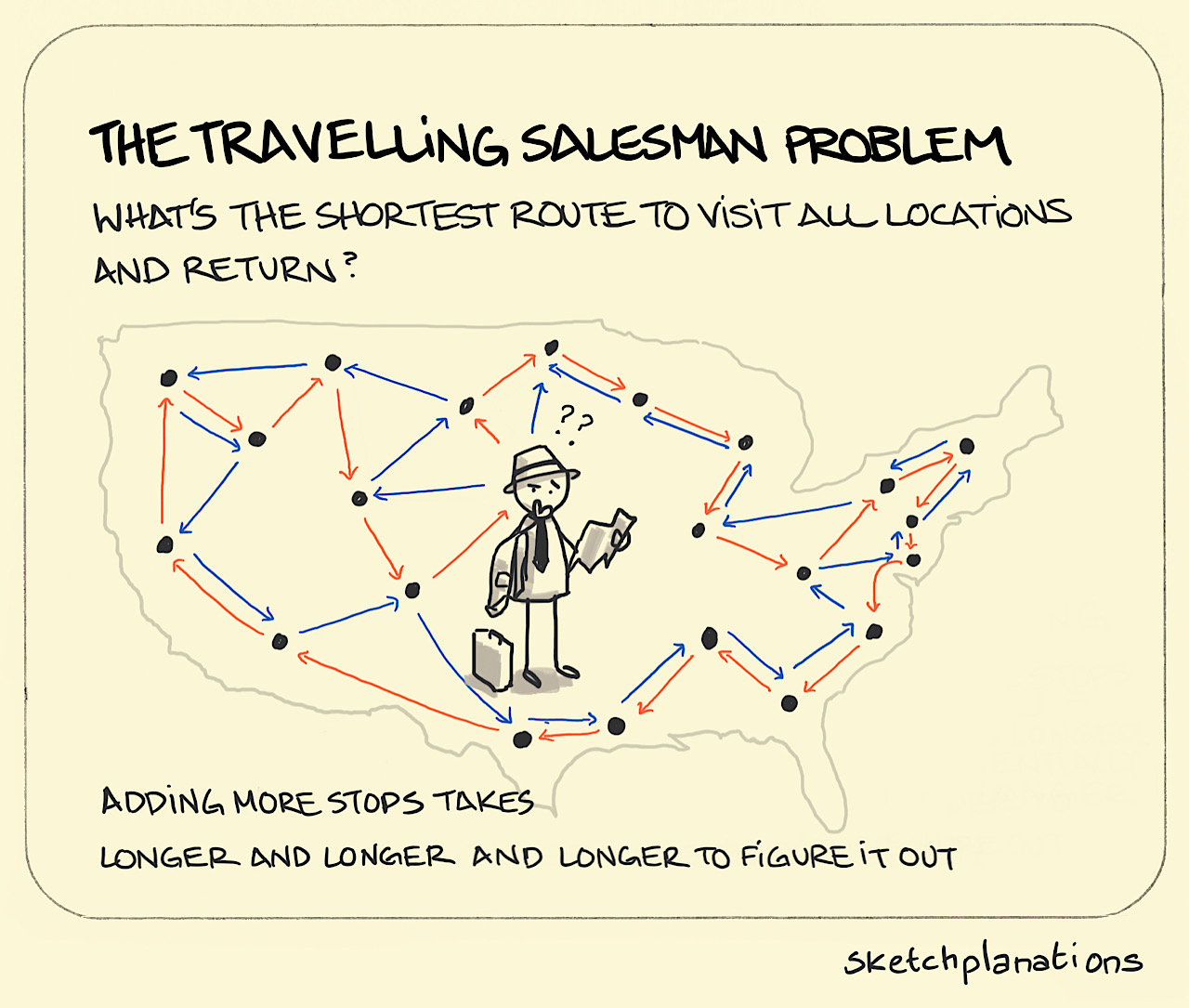 The Travelling Salesman Problem - Sketchplanations