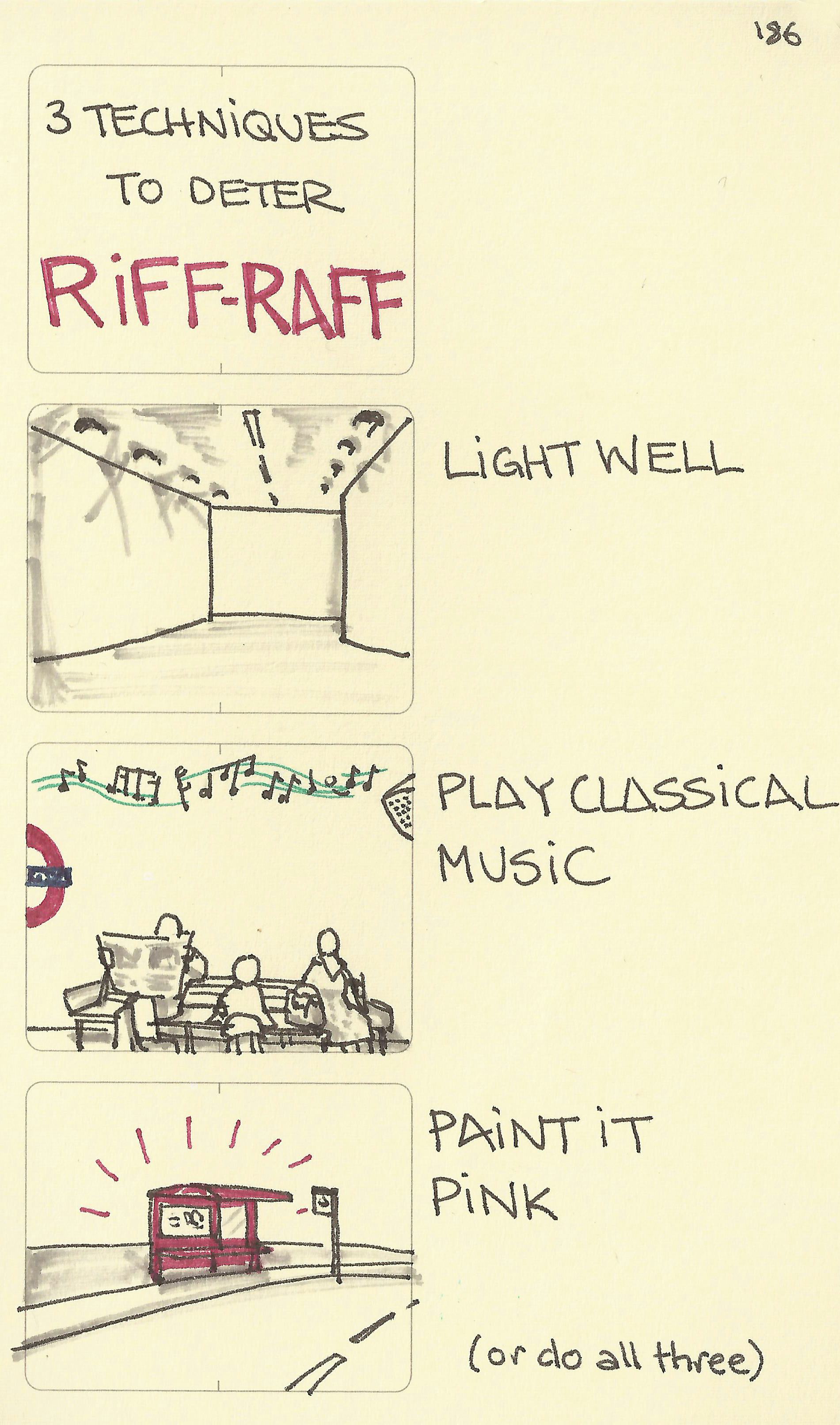 3 techniques to deter riff-raff - Sketchplanations