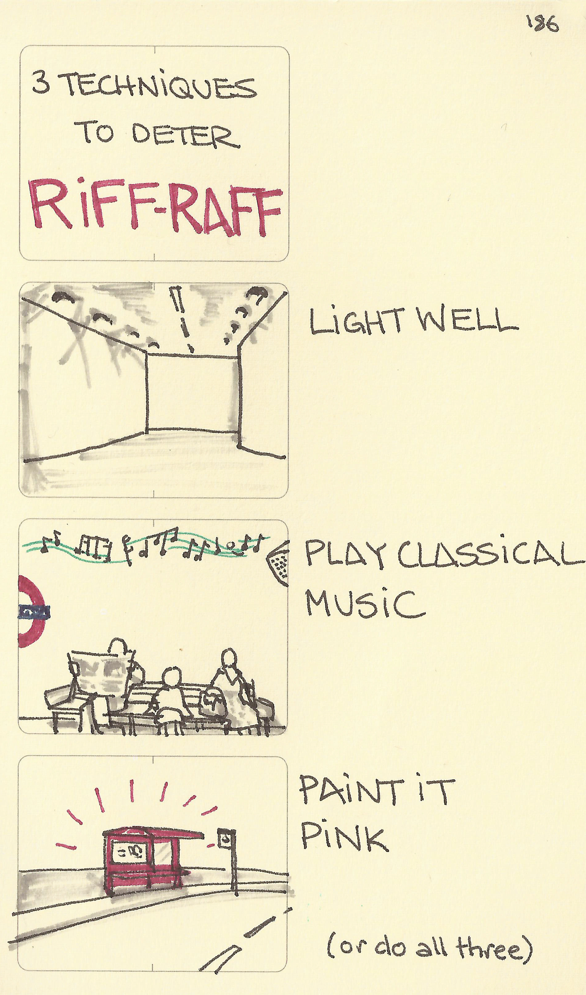 3 techniques to deter riff-raff - Sketchplanations