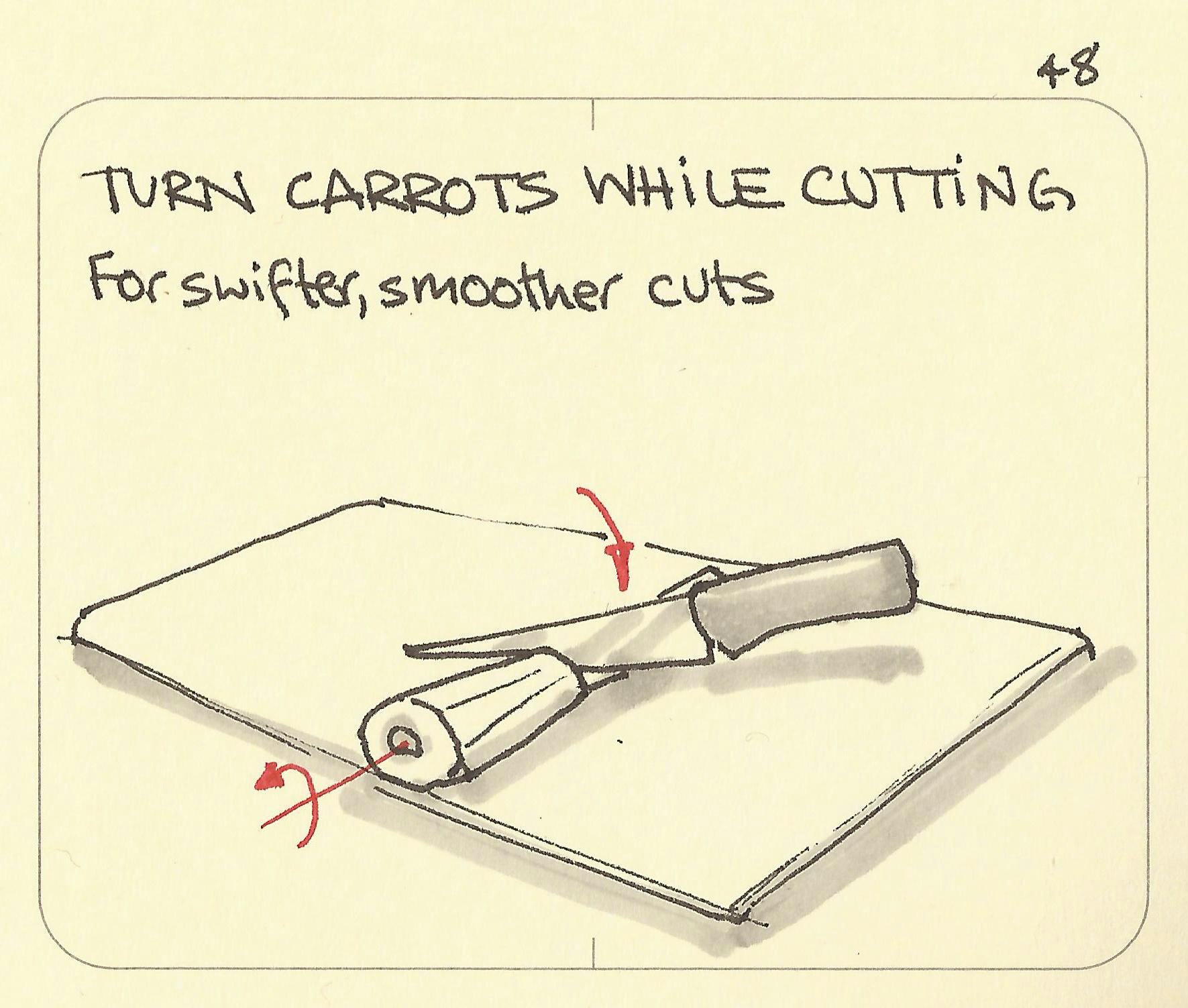 Turn carrots while cutting - Sketchplanations