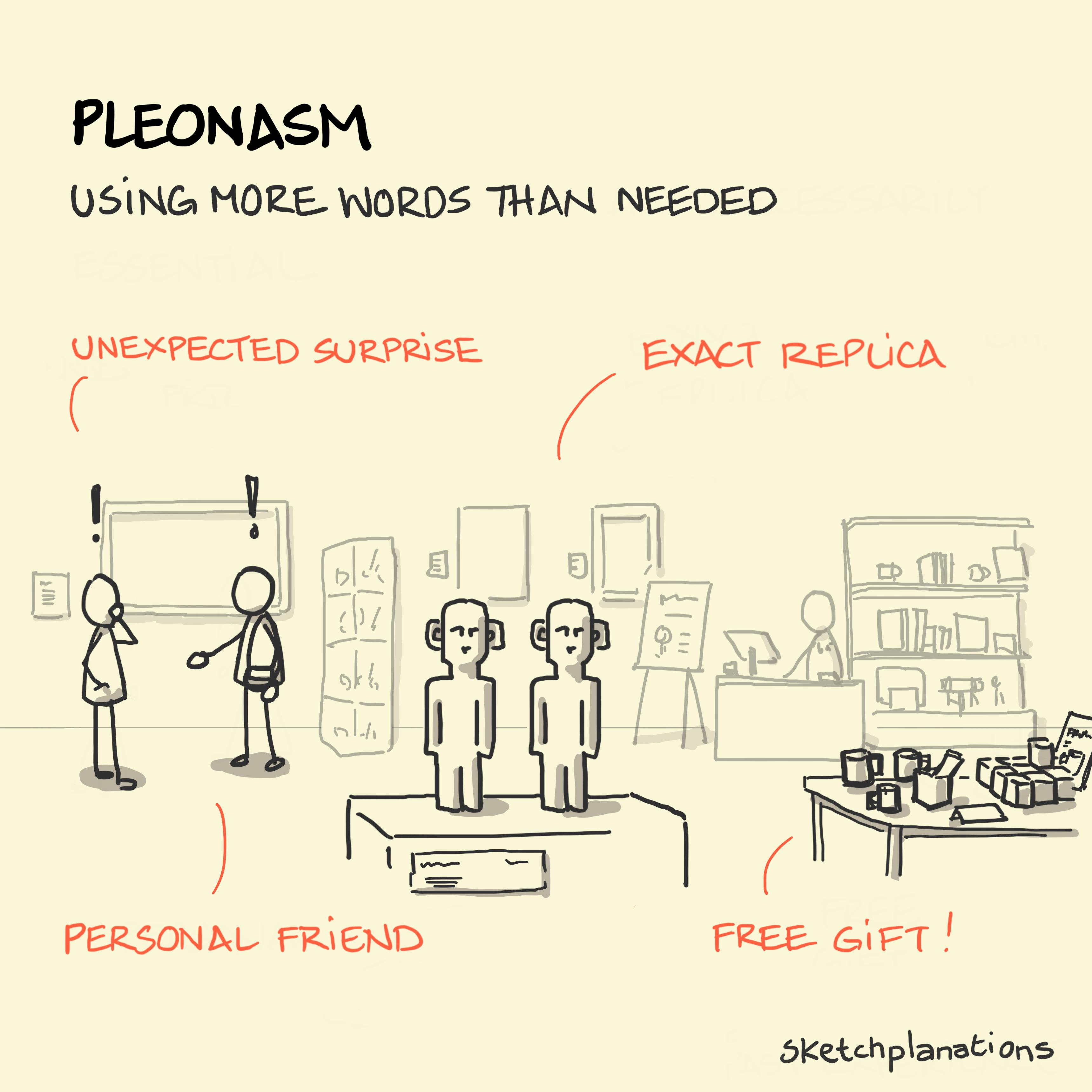 What does pleonasm mean? An unexpected surprise seeing a personal friend in a museum with exact replicas and free gifts